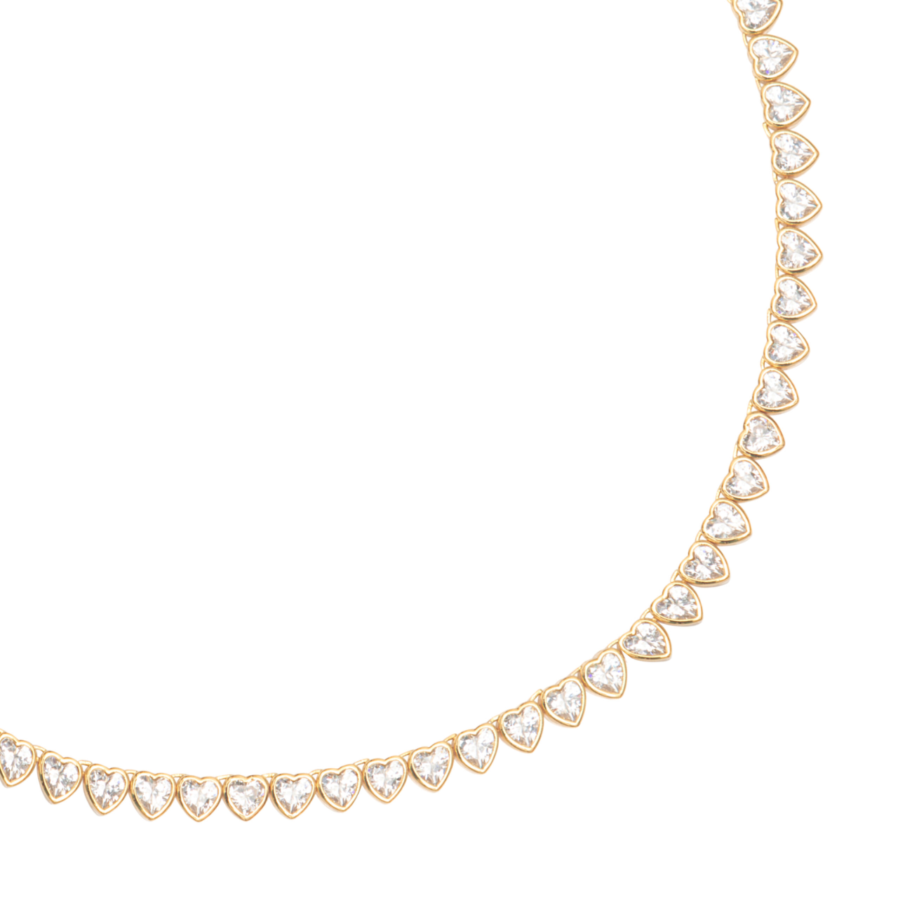 Hearts Tennis Necklace Gold
