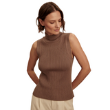 Anastasia Rib Knit Tank Taupe