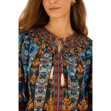 Embroidered Tapestry Blue Blouse