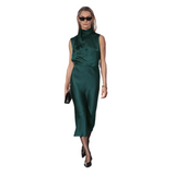 Bar Silk Skirt Dark Teal