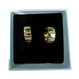 Pave Stripe Huggie Gold