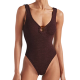 Celine Swimsuit Metallic Choco