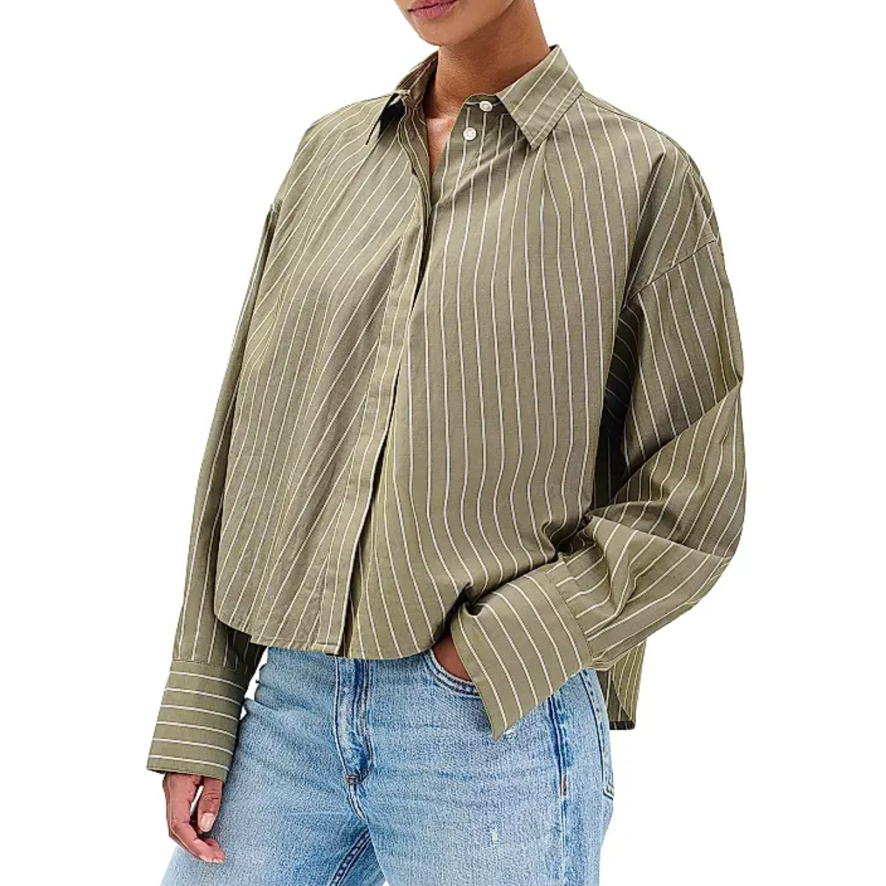 Martha Poplin Striped Shirt Green