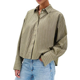 Martha Poplin Striped Shirt Green
