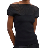Contrast Knit Top Black