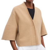 Short Wool Cardigan Camel
