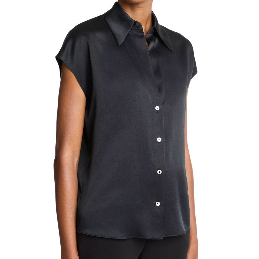 Cap Slv Ruched Blouse Black