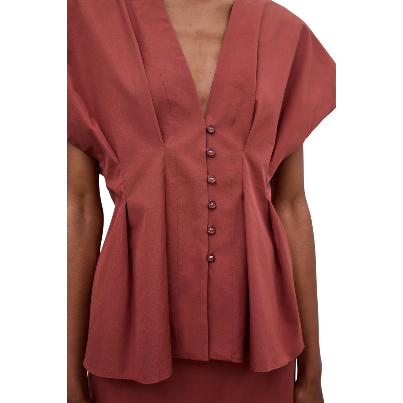 Cinched Cotton Top Red