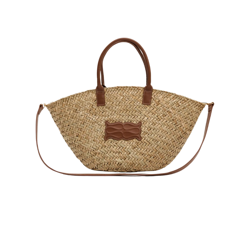 Large Monogram Straw Tote Cognac