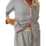 Ecovero Pyjama LS Top - Midnight Stripe