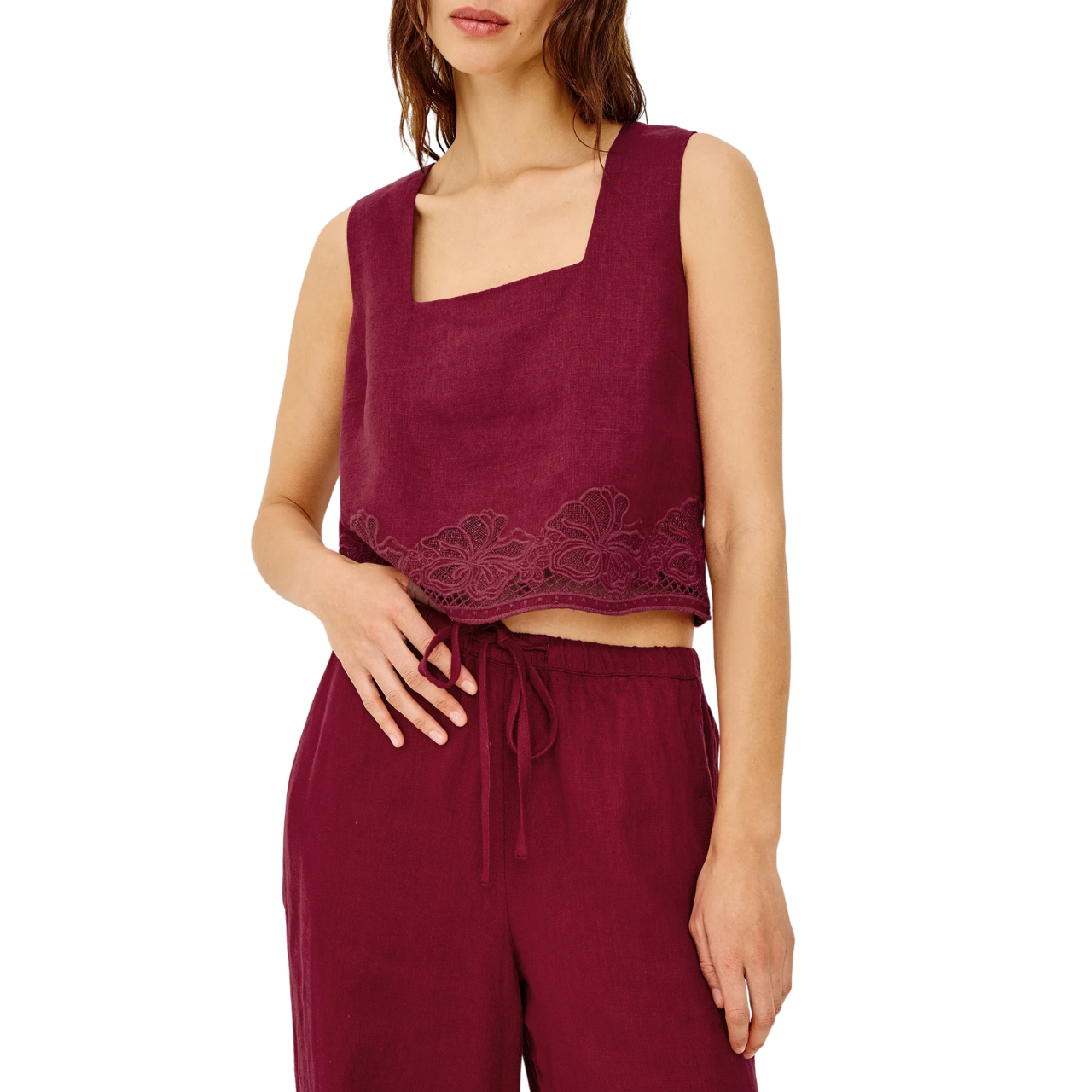 Akira Top Hibiscus Embroidery