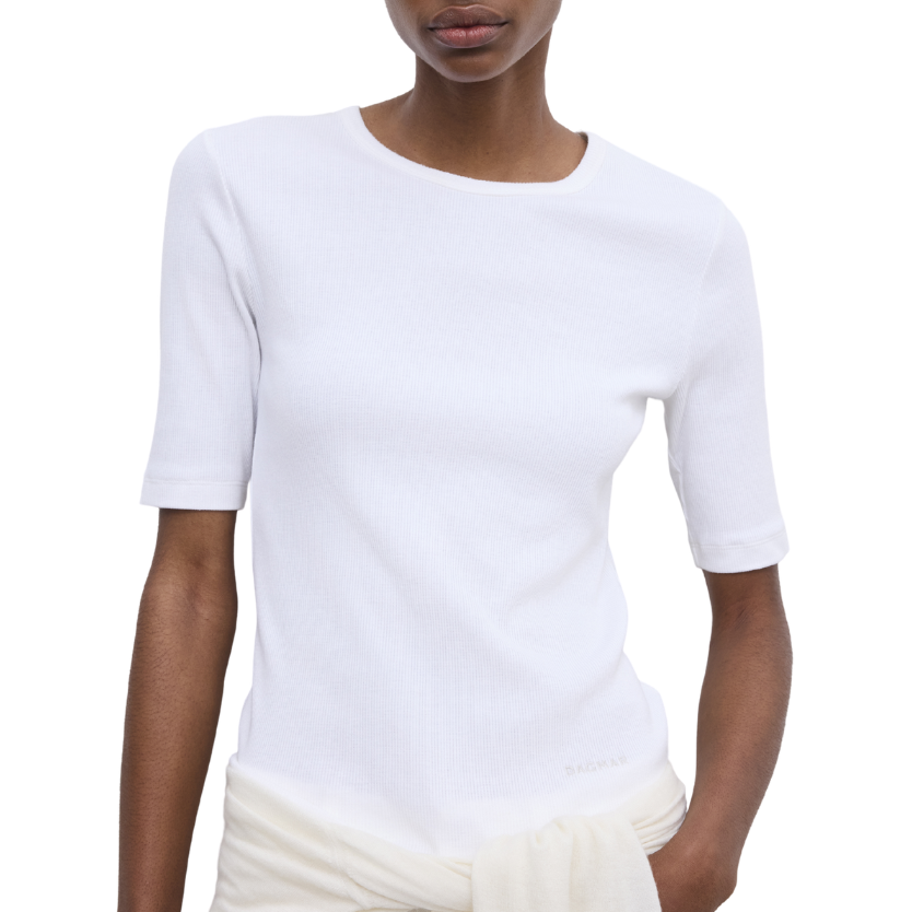 Fitted Rib Tee White