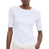 Fitted Rib Tee White