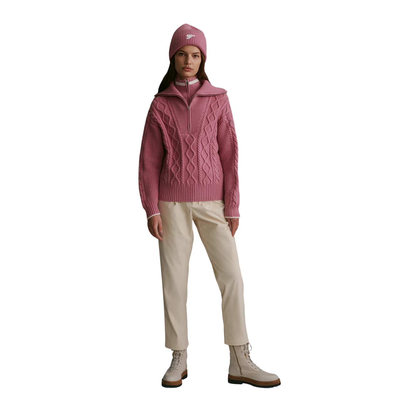 Didi Relaxed Cable Half Zip Mauve