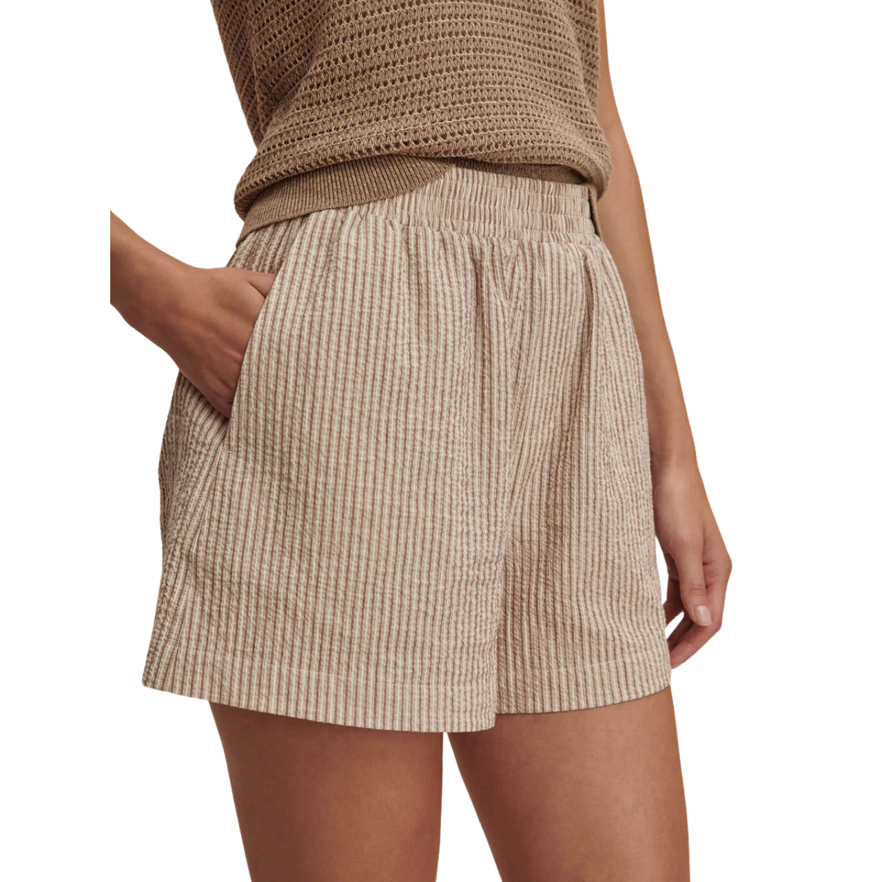 Darina Shorts 4 Birch Taupe Stripe