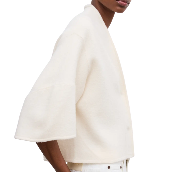 Short Wool Cardigan Off White