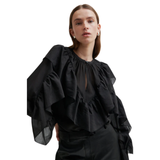 Fria Frill Blouse  Black