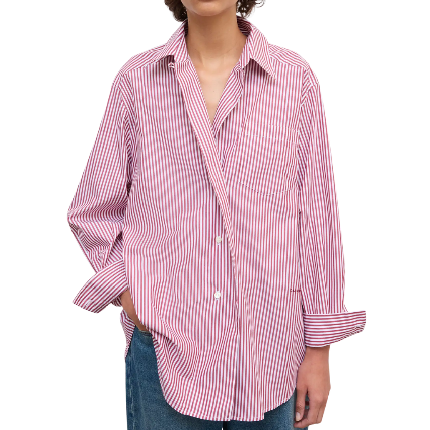 Asymmetric Shirt Red Stripe