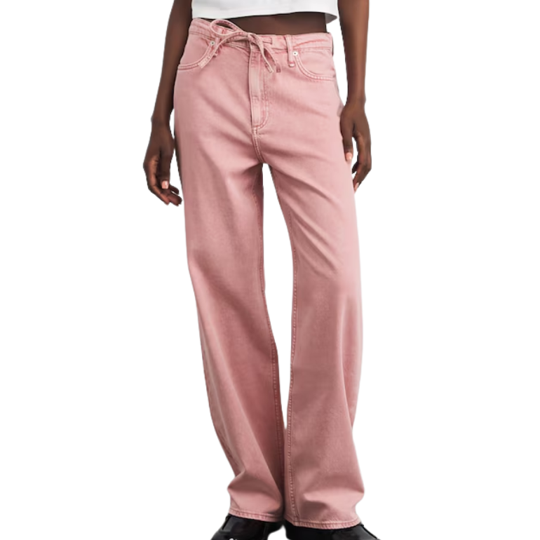 Phoebe Drawstring Jeans Wide Leg Raspberry