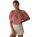 June Top Cerise Gingham
