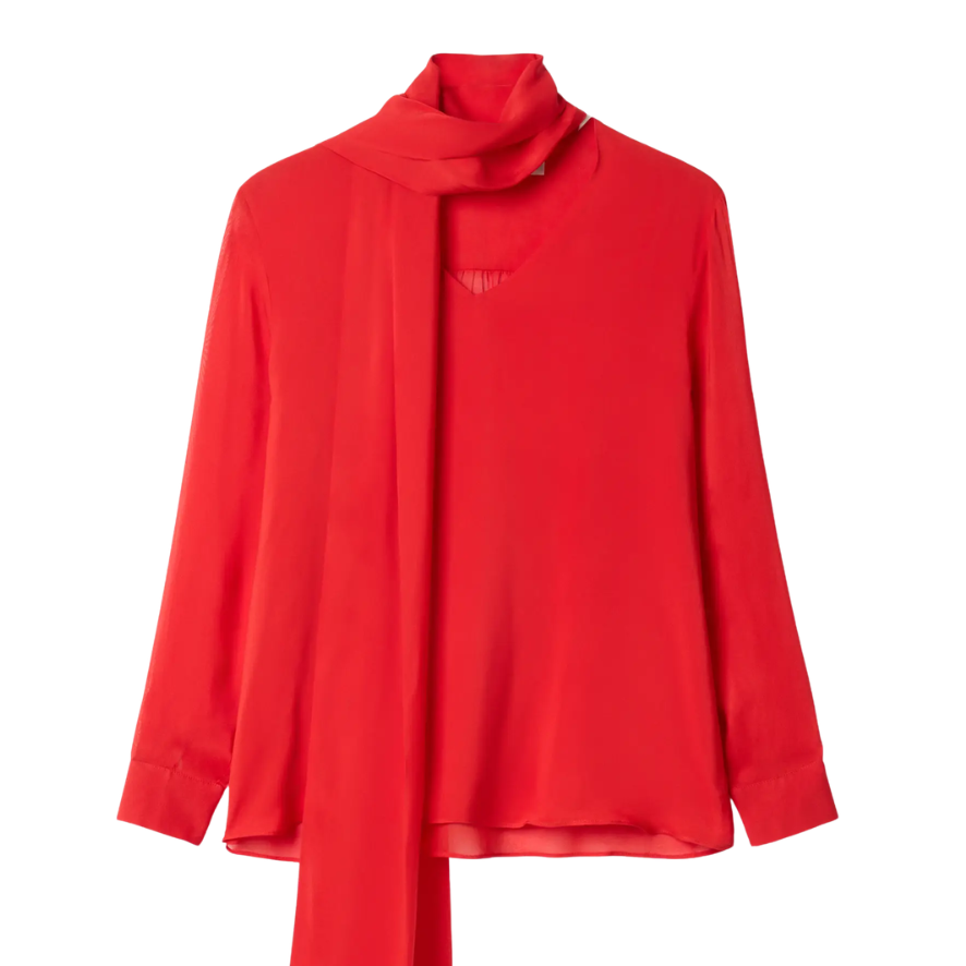 Chiffon Scarf Blouse Red