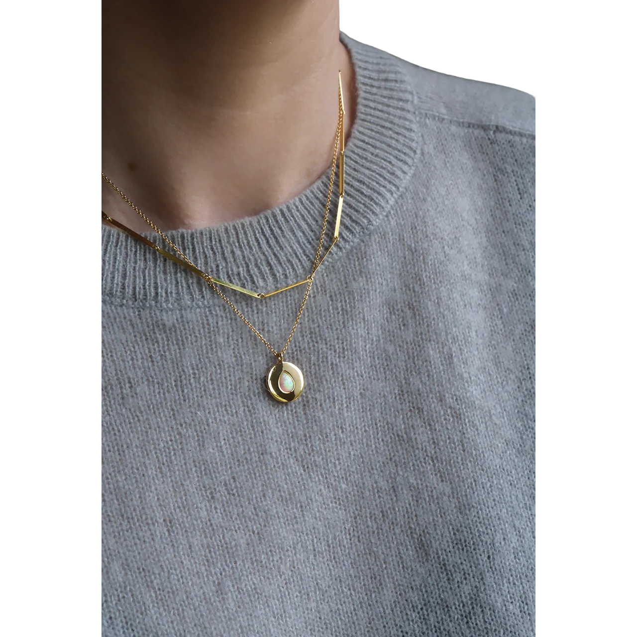 Gold Link Bar Necklace