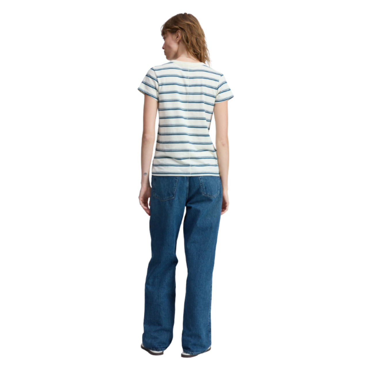 The Slub Stripe Tee Ivory Blue Stripe