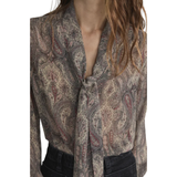 The Paisley Silk Tie Blouse Ecru