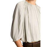 Gathered Cape Bubble Blouse Cloud