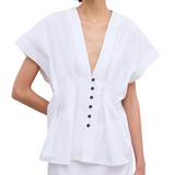 Cinched Cotton Top White