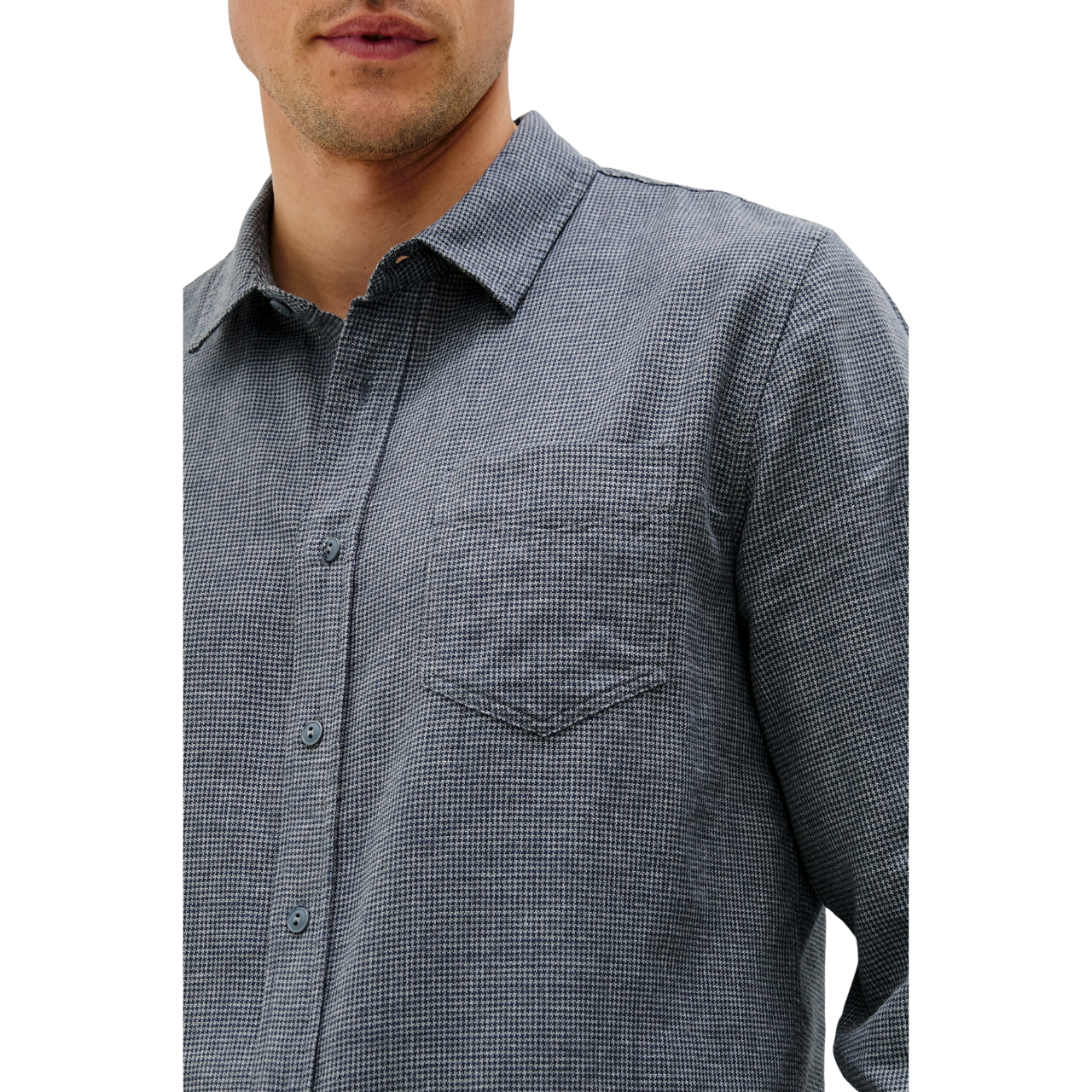 Wyatt Shirt Charcoal Navy Houndstooth