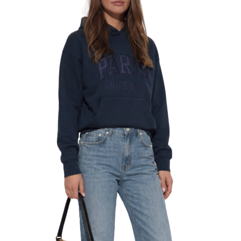 Debbie Shrunken Hoodie Paris Navy