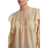 Hide Ruffle Blouse Tan