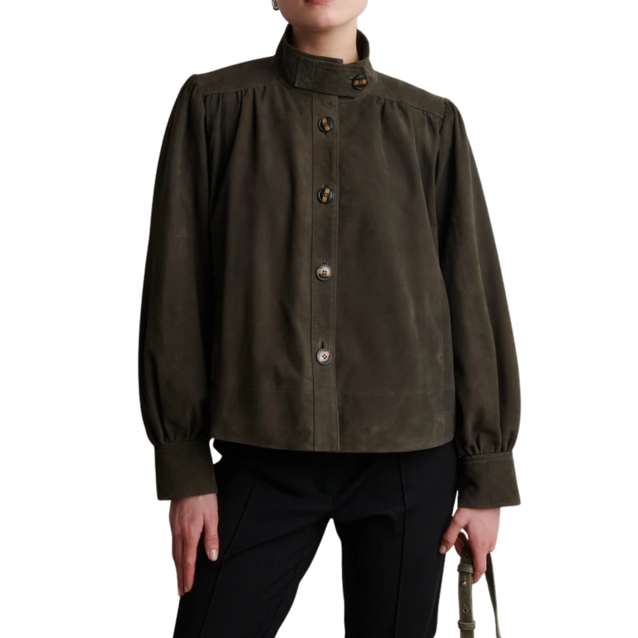 Zonie Suede Jacket Black Olive