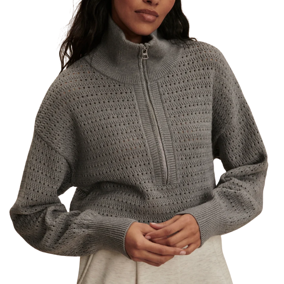 Darla Half Zip Knit - Silver Melange