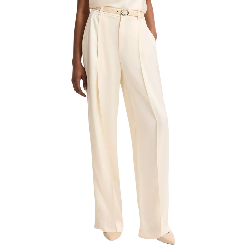 High Waist Satin Trouser Flax
