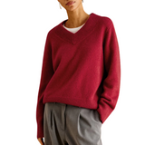 Lidya V neck Knit Crimson