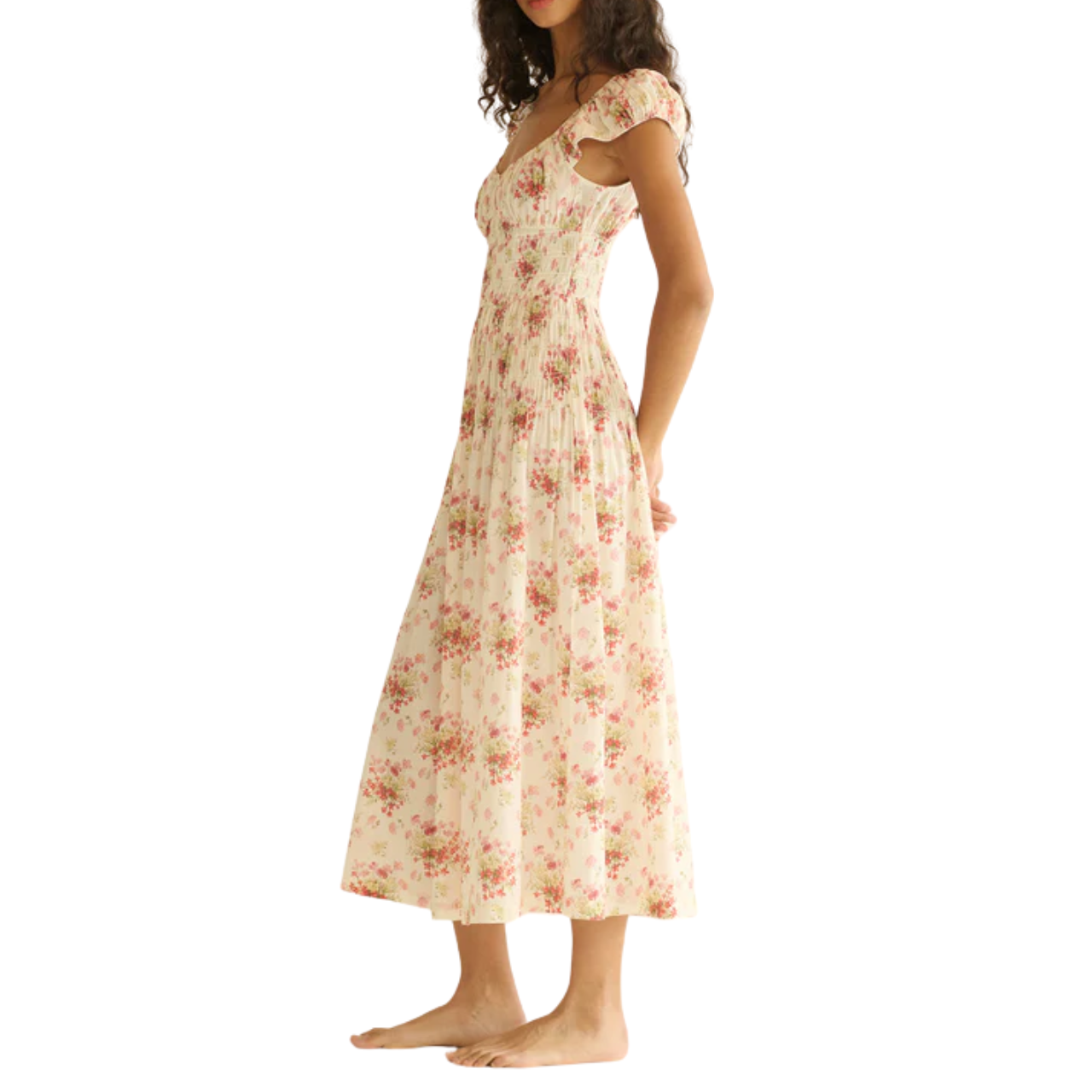 Quinette Ivory Lantana Floral Dress