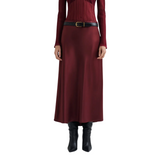 Aubree Satin Midi Skirt Wine
