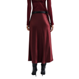 Aubree Satin Midi Skirt Wine