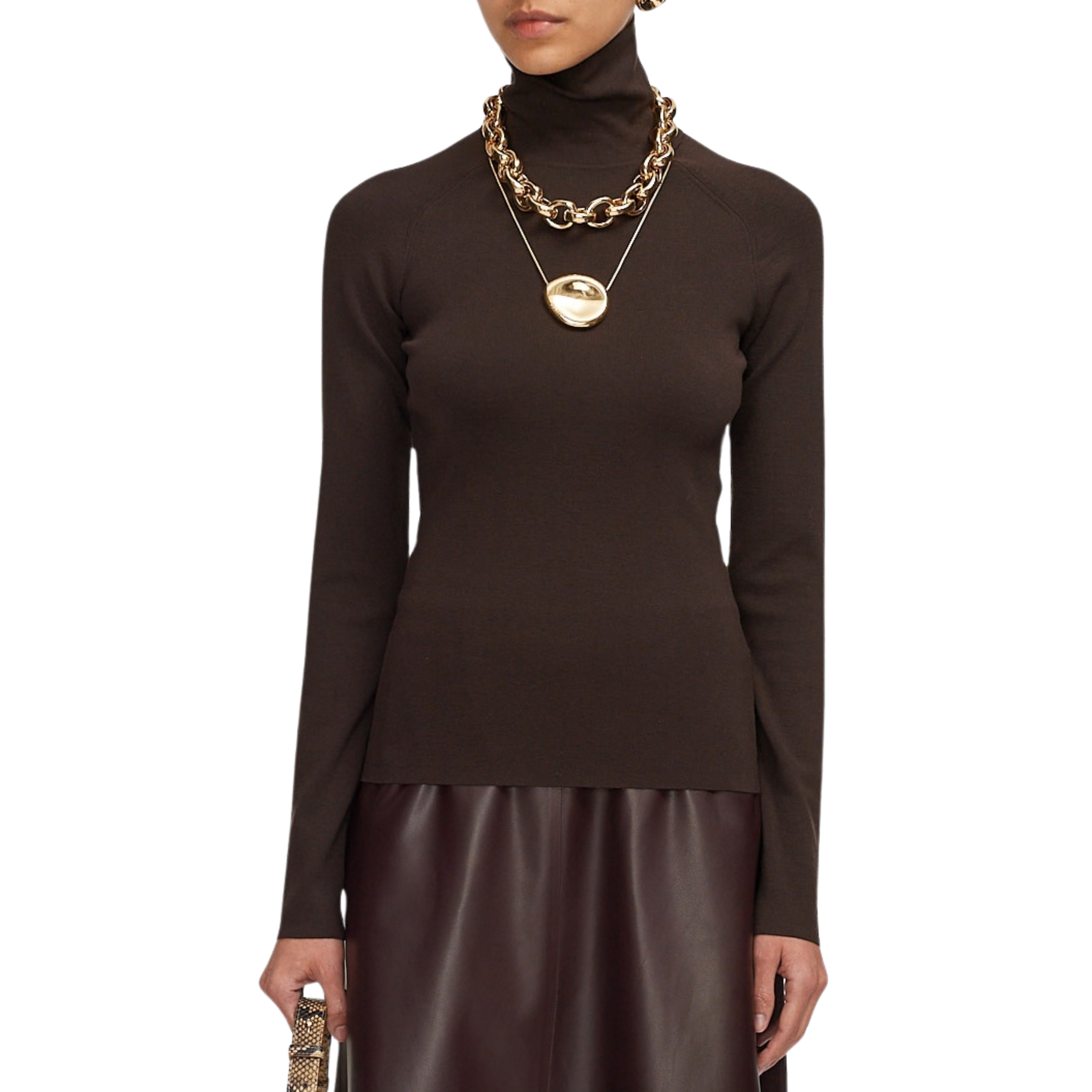 Lola Espresso Silk Stretch High Neck Top