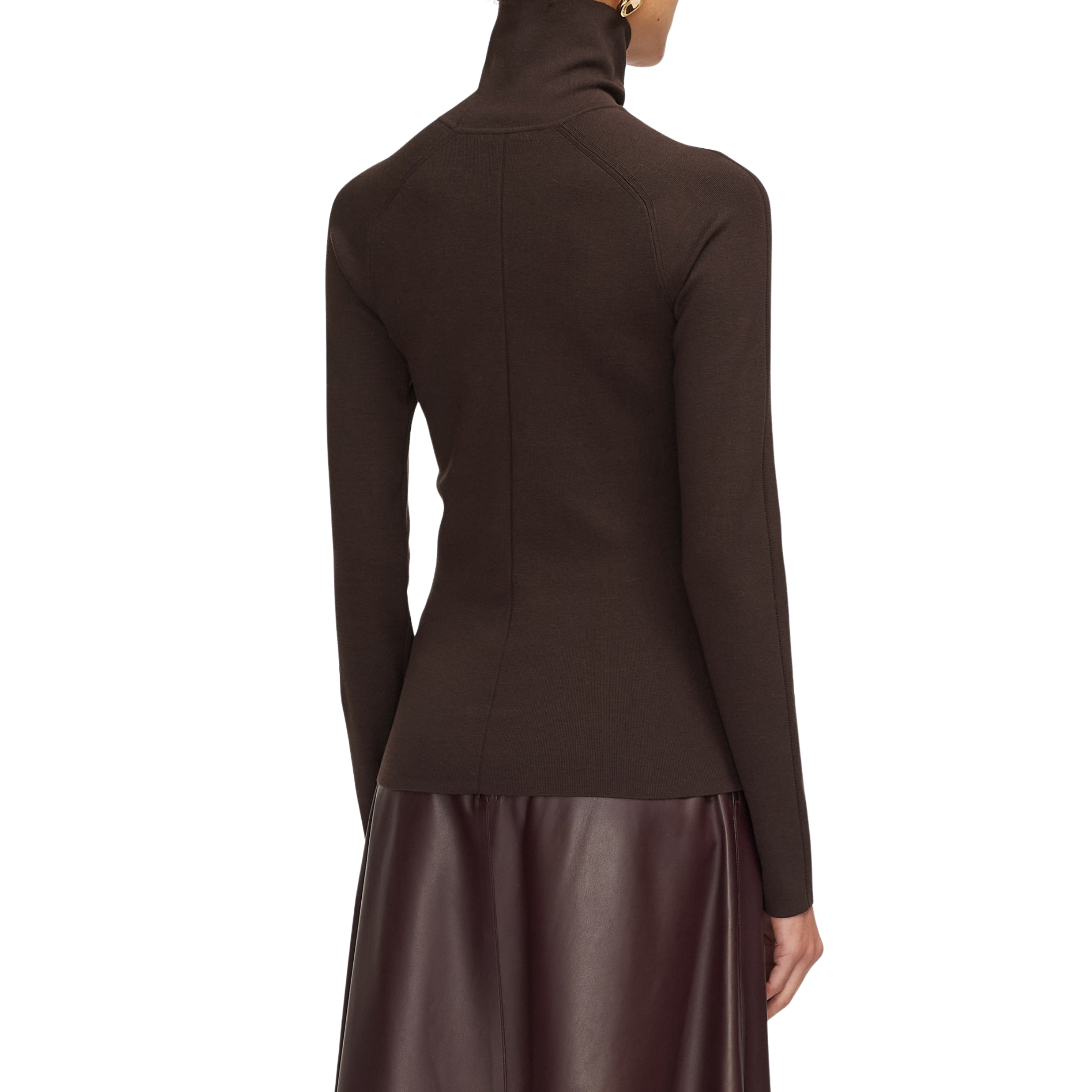 Lola Espresso Silk Stretch High Neck Top