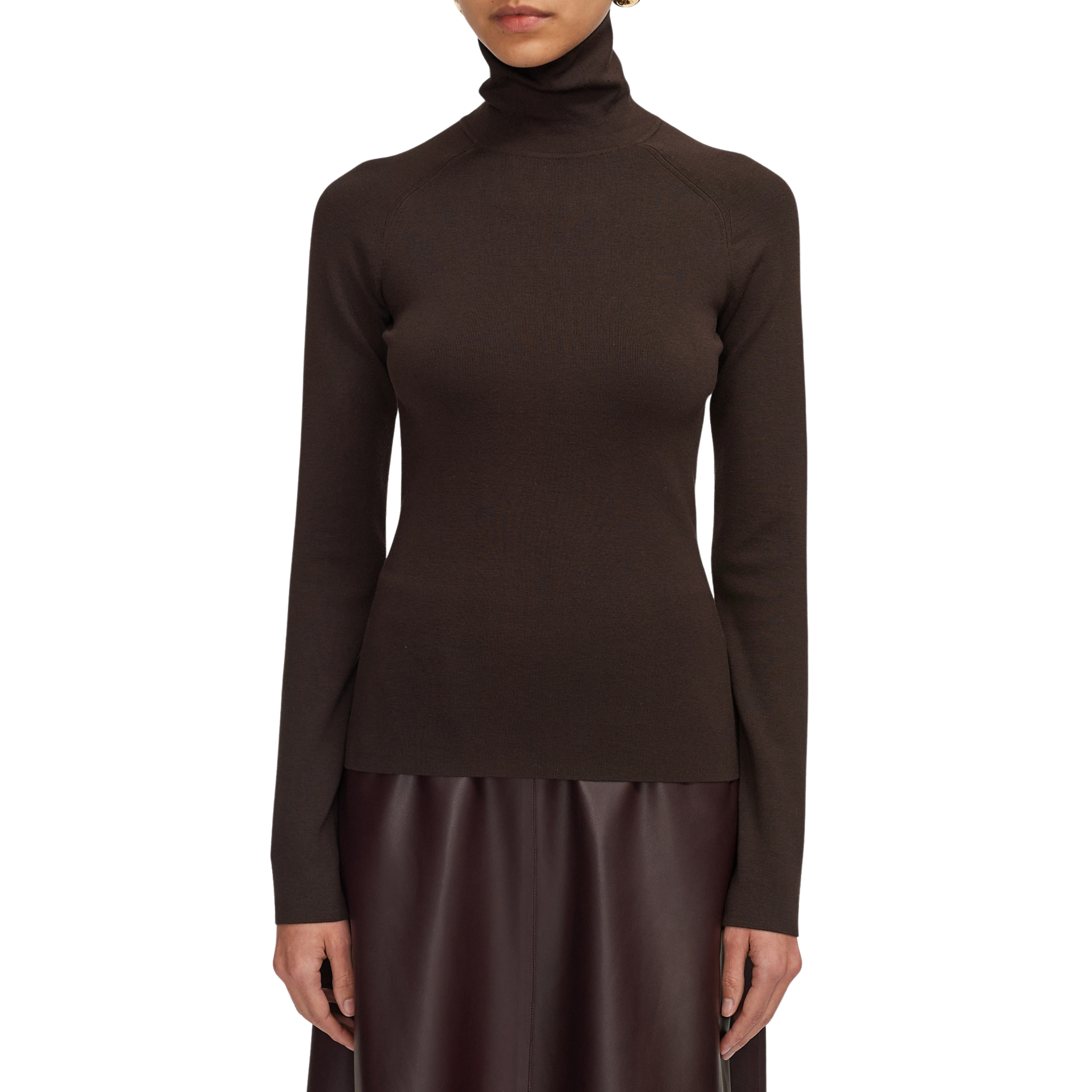Lola Espresso Silk Stretch High Neck Top