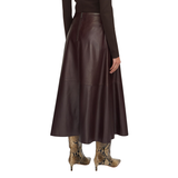 Helius Mahogany Soft Nappa Leather Skirt