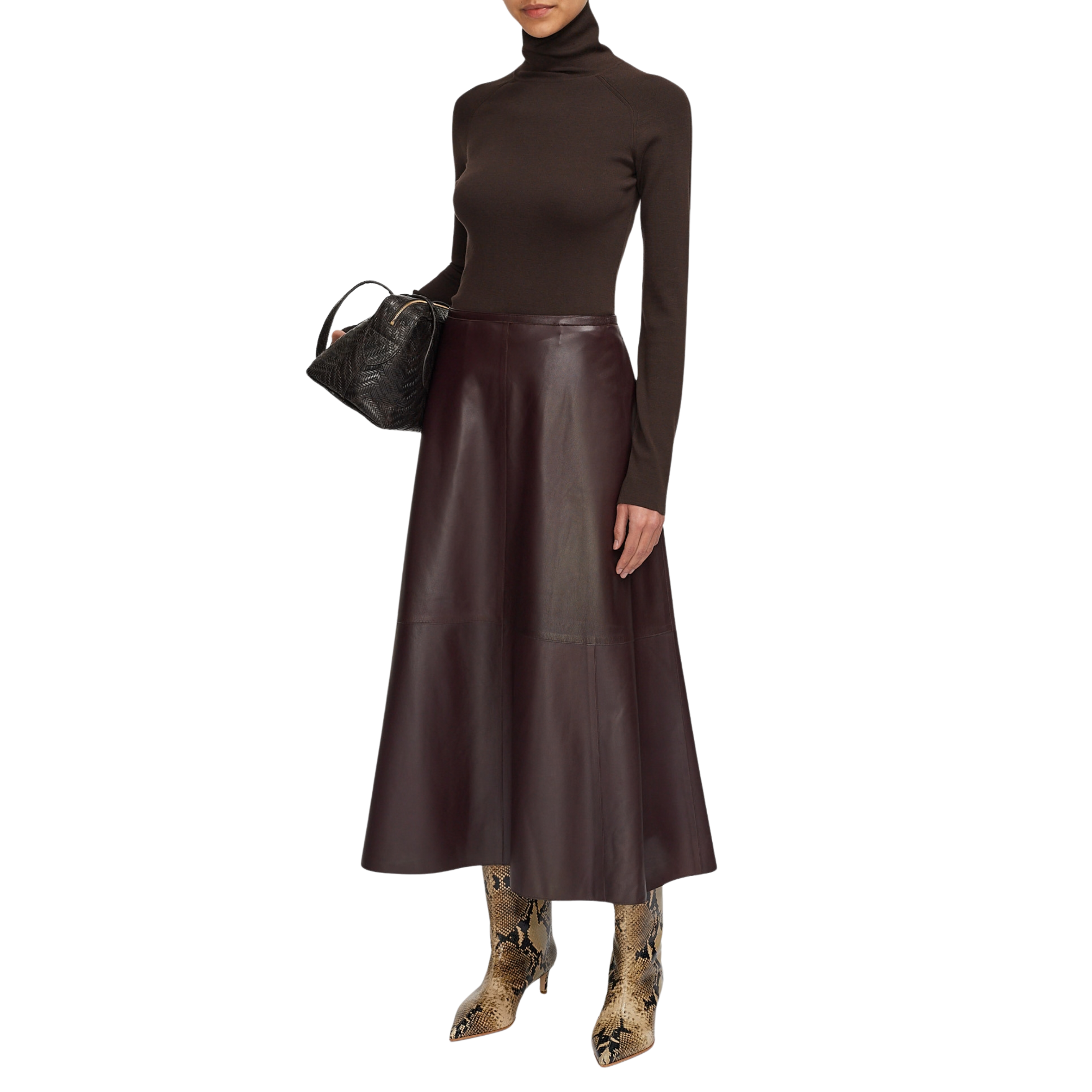Helius Mahogany Soft Nappa Leather Skirt