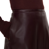 Helius Mahogany Soft Nappa Leather Skirt