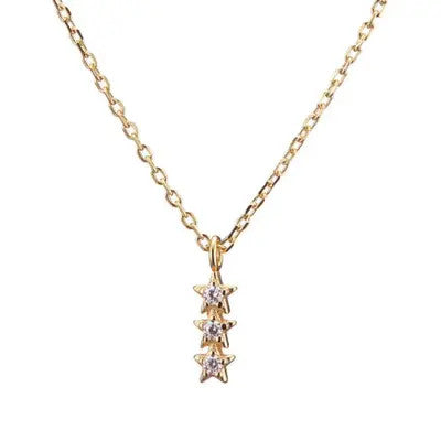3 Star Drop Necklace Gold