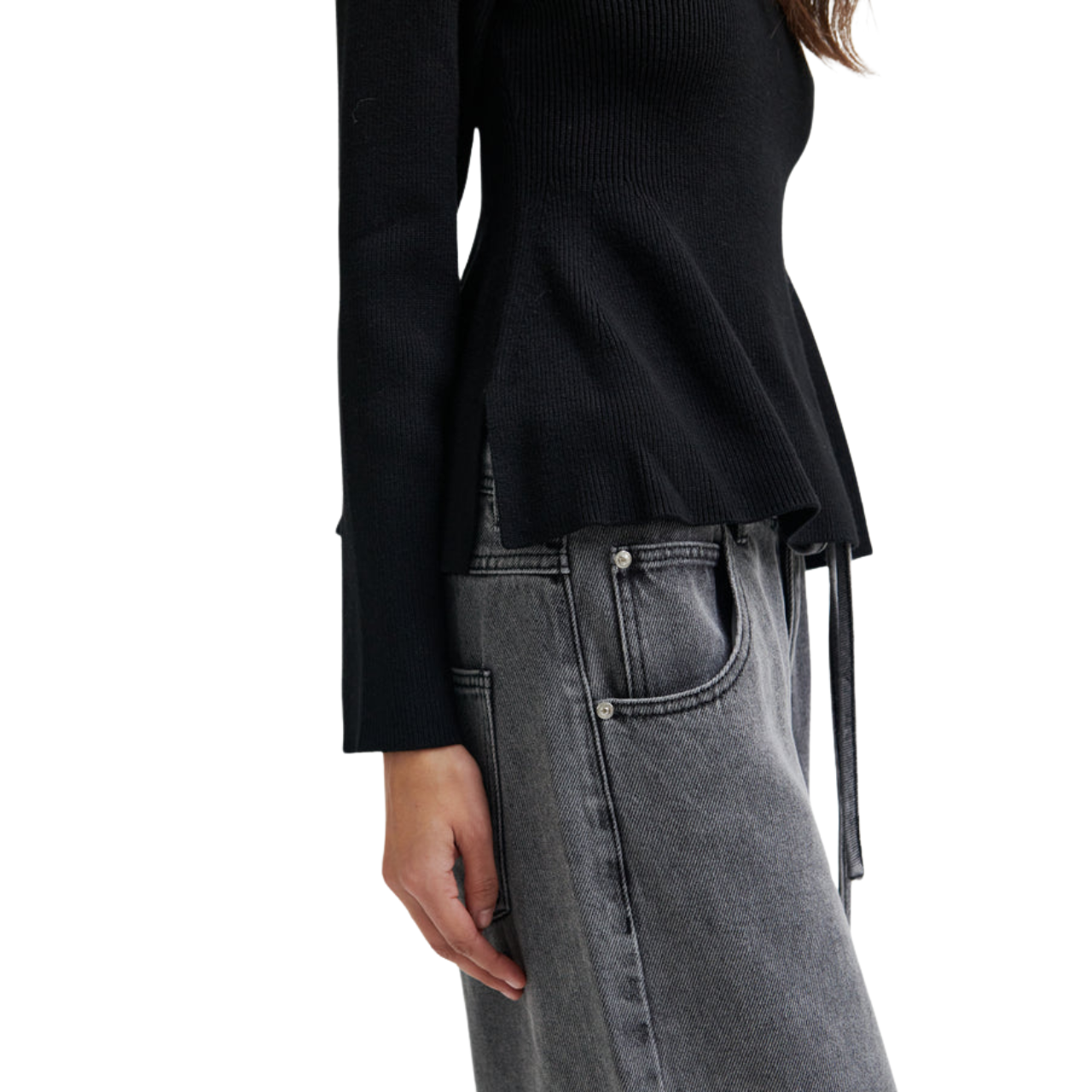 Stinna Knit Peplum Black