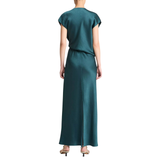 Draped Cowl Cap Sleeve Dress