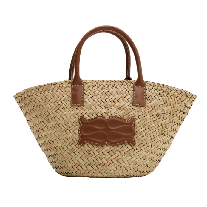 Small Monogram Straw Tote Cognac